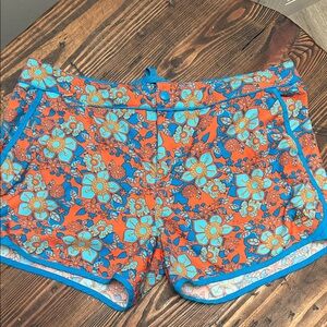 REI Orange Floral Board Shorts with Blue Trim Women’s M/L